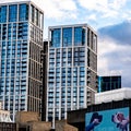 Two Symmetrical Commercial Highrise Tower Blocks In The Waterloo Skyline London