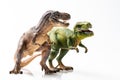 Two T-rex plastic figurines Royalty Free Stock Photo