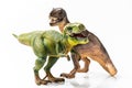 Two T-rex plastic figurines Royalty Free Stock Photo