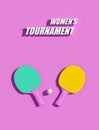 Two table tennis or ping pong rackets and ball tournament poster design 3d illustration Royalty Free Stock Photo