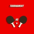 Two table tennis or ping pong rackets and ball tournament poster design 3d illustration Royalty Free Stock Photo