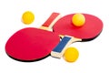 Two table tennis rackets on a white background
