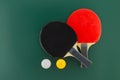 Two table tennis racks with ping pong ball Royalty Free Stock Photo