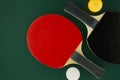 Two table tennis racks with ping pong ball Royalty Free Stock Photo