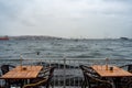 Two tables at an outdoor cafe on the seafront Royalty Free Stock Photo