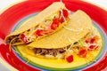 Two tacos on a red plate Royalty Free Stock Photo