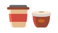 Two takeaway coffee cups, symbolizing on-the-go convenience, vector design Generative AI Royalty Free Stock Photo