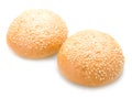 Two tasty baked rolls with sesame isolated Royalty Free Stock Photo