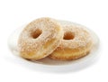 Two tasty donuts served on a white plate Royalty Free Stock Photo