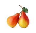 Two tasty ripe pears isolated on white Royalty Free Stock Photo