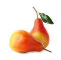 Two tasty ripe pears isolated on white Royalty Free Stock Photo