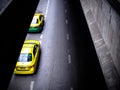 Two taxi parking standing by on street