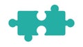 Two teal puzzle pieces joining together symbolizing partnership and solution vector design Generative AI Royalty Free Stock Photo