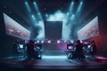 Two teams of professional gamers compete on the stage in a Esports tournament. Generative AI