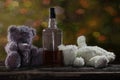 Two Teddy Bears drunk bourbon whiskey 2 Royalty Free Stock Photo