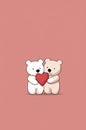 two teddy bears holding a heart, love, Valentine\'s Day Royalty Free Stock Photo