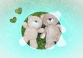 Two teddy bears laying down for Valentine background Royalty Free Stock Photo