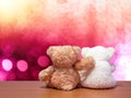 Two teddy bears sitting back Royalty Free Stock Photo