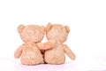 Two teddy bears sitting on white background. Love and relationship concept Royalty Free Stock Photo