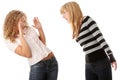 Two teen girls having an argue