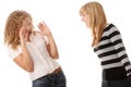 Two teen girls having an argue