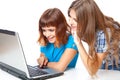 Two teen-girls with laptop Royalty Free Stock Photo