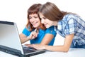 Two teen-girls with laptop Royalty Free Stock Photo