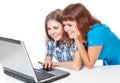 Two teen-girls with laptop Royalty Free Stock Photo