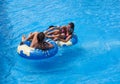 Two teen girls in the swimming pool Royalty Free Stock Photo