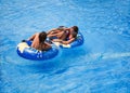 Two teen girls in the swimming pool Royalty Free Stock Photo