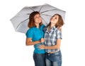 Two teen-girls with umbrella Royalty Free Stock Photo