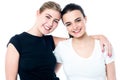 Two teenage friends smiling in front of camera Royalty Free Stock Photo