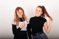 Two teenage girls fun friends Royalty Free Stock Photo