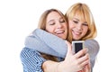 Two teenage girls photographing on camera Royalty Free Stock Photo