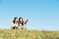 Two Teenage Girls Taking Selfie In Park Royalty Free Stock Photo