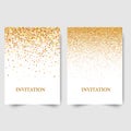 Two template design of invitation with gold sequin.Festive design postcards,invitations.