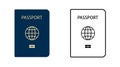 Two Template Passport. vector icon. Passport in flat design and line design