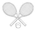 Two tenis rackets and ball Royalty Free Stock Photo