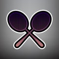 Two tennis racket sign. Vector. Violet gradient icon with black Royalty Free Stock Photo