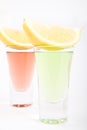 Two tequila shots, with lemon and salt Royalty Free Stock Photo
