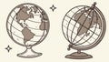 Two Terrestrial Globes for Geography & Education, vector design Generative AI Royalty Free Stock Photo