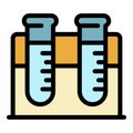 Two test tubes on a stand icon color outline vector Royalty Free Stock Photo