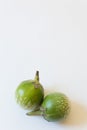 Two Thai eggplants Solanum melongena food ingredients, isolated on white Royalty Free Stock Photo