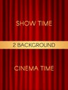 Two theater curtain background. Cinema and show inscription. Vector illustration design. Royalty Free Stock Photo