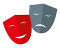 Two theater masks. Comedy and tragedy. Vector icon. Royalty Free Stock Photo