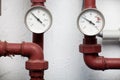 Two thermometers pipes Royalty Free Stock Photo