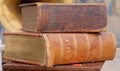 Two thick and old bibles. Royalty Free Stock Photo
