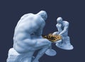 Two Thinkers Pondering The Chess Game On Blue Background