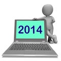 Two Thousand And Fourteen Character And Laptop Shows Year 2014