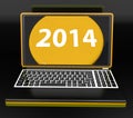 Two Thousand And Fourteen On Laptop Shows New Year Resolution 2014